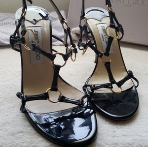 Jimmy Choo Black Patent Leather Sandals